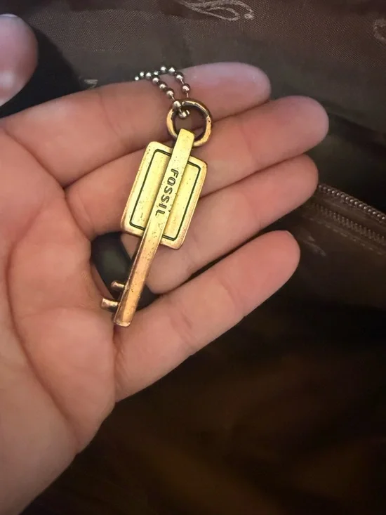 Fossil Brown Leather Shoulder Bag Tote Purse Vintage Cognac Zip Top - Picture 7 of 9